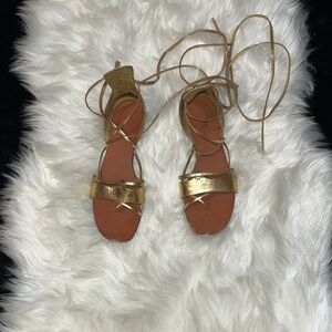 Zara metallic gold, sandals, women size 40 US 8.5